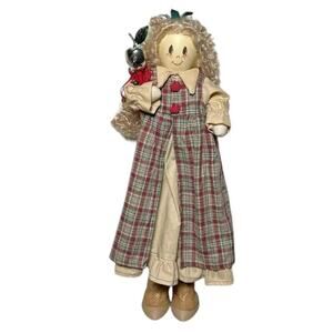 Vintage 1993 Tender Heart Treasures Doll Blonde Curly Hair Plaid Dress